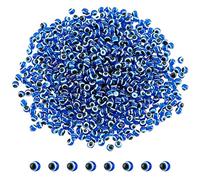 NBEADS 800 Pcs 4mm Resin Evil Eye Beads, Evil Eye Charms Blue Handmade Round Evil Eye Beads Spacer Beads for DIY Necklace Bracelets Jewelry Making