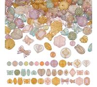 NBEADS 80G About 156 Pcs Baroque Lampwork Assorted Beads, Assorted Bohemia Aesthetic Beads Heart Flower Round Oval Czech Bead for Jewelry Making Bracelet Necklace DIY Crafts
