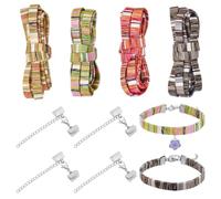 NBEADS 8m Ethnic Style Cloth Cords Orange Bohemia Braided Thread, Including 10x2mm Ethnic Style Elastic Wrapped Core Cord and 4pcs 304 Stainless Steel Chain Extender