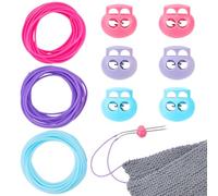 NBEADS 9.8 Yards Stitch Keeping Cords, 2mm Hollow Rubber Tubing Knitting Barber Cord with 0.2 Inch Hole Needle Stoppers for Holding Stitches Bracelet Necklace Beading, Colorful