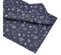 NBEADS 91.44x186cm Jacquard Denim Fabric, Cotton Blue Denim Fabricwith Heart Pattern Clothing Accessories for Jeans Jackets DIY Crafts Sewing Quilting Home Decor