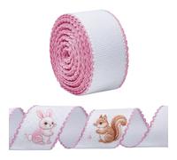 NBEADS 9M Blank Cross Stitch Fabric Roll, 5cm Wide Polyester Aida Band with Pink Edge Embroidery Edged Cross Stitch Cloth for Embroidery Needlework Bookmark DIY Crafts