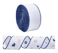 NBEADS 9M Blank Cross Stitch Fabric Roll, 5cm Wide Polyester Aida Band with Prussian Blue Edge Embroidery Edged Cross Stitch Cloth for Embroidery Needlework Bookmark DIY Crafts