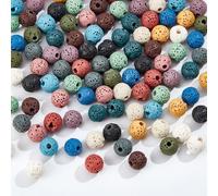NBEADS About 104 Pcs Lava Beads, 8mm Multicolor Round Synthetic Lava Beads Strands Lava Rock Beads Loose Stone Beads Spacer Gemstone Beads for Essential Oil Bracelets Jewelry Making, Hole: 2.5mm