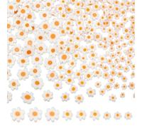 NBEADS About 208-233Pcs Daisy Beads, 3.7-9mm Handmade Millefiori Lampwork Glass Bead Flat White Flower Loose Spacer Bead for DIY Necklace Bracelet Earring Jewelry Making Crafts