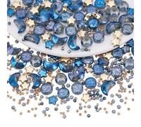 NBEADS About 505Pcs Star Moon Shaped Beads Kits, Glass Spacer Assorted Aesthetic Beads for Bracelet Necklace Pendants Earrings Making, Dark Blue Series