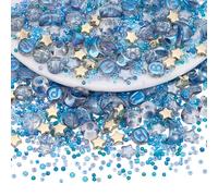NBEADS About 529Pcs Star Moon Shaped Beads Kits, Glass Spacer Assorted Aesthetic Beads for Bracelet Necklace Pendants Earrings Making, Translucent Blue Series