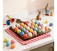 NBEADS Acacia Wood Deviled Egg Platter, 30 Holes Deviled Egg Tray with Cord Multipurpose Charcuterie Board Cheese Board for Kitchen Countertops Easter Gift, 43x33x1.5cm