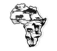 NBEADS Africa Map Metal Wall Decor, Hollow Black Map Wall Hanging 11.8x9.7 Inch Animals Wall Art Cutout Sign for Home Bedroom Living Room Office Garden Hotel Decoration