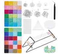 NBEADS Bead-Loom Kit, Beading-Loom Supplies with 48 Color 2/3mm Glass Seed Bead Iron Beading-Loom Bracelets Christmas Jewelry Earring Making Tools Gifts for Women DIY Craft
