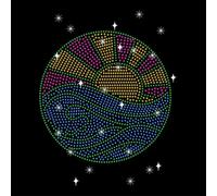 NBEADS Boho Sunrise Rhinestonet Iron on Transfer, 29.7x21cm Heat Transfer Decal Bling Crystal Decals Clear Rhinestone Template Clothing Repair Applique for T-Shirt Clothing Pants Bags