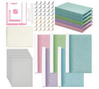 NBEADS Book Binding Cover Kit, Include 5Pcs Linen Book Covers 40Pcs Iron Corner Protectors 1Pc Cotton Cloth Fabric 5Pcs Rectangle Paper Boards 2Pcs Plastic Letter Opener for Book Binding, Pink