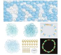 NBEADS Bracelet Making Kit, Glow In The Dark Glass Beads Acrylic Imitation Pearl Beads Spacer Beads with Lobster Claw Clasps and Jump Rings for Bracelet Necklace Jewelry Making