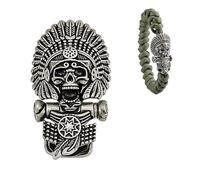 NBEADS Brass Paracord Buckles Shackles, Indian Skull Brass Shackle Clasps Bracelet Buckle for EDC Braided Rope DIY Paracord Crafts Accessories, Antique Silver, 4.35x2.4cm