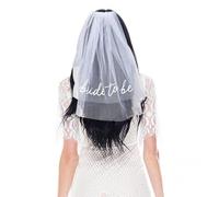 NBEADS Bride Embroidered Veil, Bride to Be Veil Headwear White Bridal Veil with Comb Bridal Head Peace for Bachelorette Party Bridal Shower Engagement Party, 57cm Long