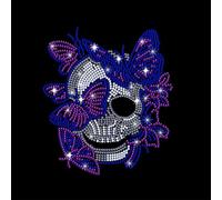 NBEADS Butterfly and Skull Rhinestone Iron on Transfer, 29.7x21cm Heat Transfer Decal Bling Crystal Decals Clear Rhinestone Template Clothing Repair Applique for T-Shirt Clothing Pants Bags