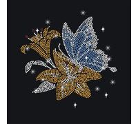 NBEADS Butterfly Lily Iron on Rhinestones Transfer, 29.7x21cm Heat Transfer Decal Bling Crystal Decals Flower Heat Transfer Patch Clothing Repair Applique for T-Shirt Clothing