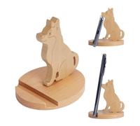 NBEADS Cell Phone Tablet Wooden Stand, 91x58x10mm Animal Phone Holder Dog Decorative Smartphone Desk Holder with Non-Slip for Various Models of Mobile Phones and Tablets, Sandy Brown