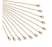 NBEADS Chain, 20 Pcs 50cm/19.69 Inches Golden Stainless Steel Cord Wire Chain with Lobster Clasp for Crafts Pendants Necklace Bracelet Diy Jewellery Making