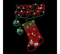 NBEADS Christmas Stocking Rhinestonet Iron on Transfer, 29.7x21cm Heat Transfer Decal Bling Crystal Decals Clear Rhinestone Template Clothing Repair Applique for T-Shirt Clothing Pants Bags