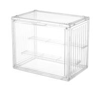 NBEADS Clear Acrylic Display Case, 3-Tier Dustproof Acrylic Minifigures Display Boxes With 2 Movable Dividers Large Stackable Showcase Display Cabinet Box With Door For Figures, 17x27x23cm