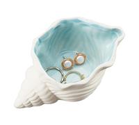 NBEADS Conch Shape Ceramic Jewelry Tray, Aqua Shell Trinket Dish Ceramic Ring Earring Holder Ocean-themed Decorative Trinket Plate for Rings Earrings Necklaces Bracelet Jewelry Watch Keys