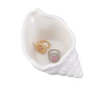 NBEADS Conch Shape Ceramic Jewelry Tray, Aqua Shell Trinket Dish Ceramic Ring Earring Holder Ocean-themed Decorative Trinket Plate for Rings Earrings Necklaces Bracelet Jewelry Keys, White