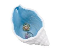 NBEADS Conch Shape Ceramic Jewelry Tray, Aqua Shell Trinket Dish Ceramic Ring Earring Holder Ocean-themed Decorative Trinket Plate for Rings Earrings Necklaces Bracelet Jewelry Keys, Light Sky Blue