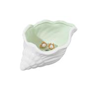 NBEADS Conch Shape Ceramic Jewelry Tray, Porcelain Jewelry Plate Storage Tray Ring Earring Holder Ocean-themed Decorative Trinket Plate for Rings Necklaces Earring, Dark Sea Green 14x9x6.65cm