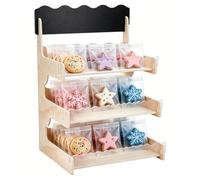 NBEADS Cookie Display Stand for Bakers & Vendors, 3-Tier Wood Display Riser Stands for Retail Countertop Display Rack for Party, Bakery, Farmers Market, Snack Organizer, 33.6x26.5x42.9cm