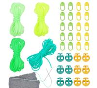 NBEADS Cord Lock Kit, Includes 20m/21.87 Yards Synthetic Rubber Stitch Keeping Cords with 12 Pcs Needle Stoppers and 20 Pcs Stitch Markers for Knitting Projects Knitting