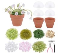 NBEADS DIY Beaded Plant Making Kit, Mixed Glass Acrylic Beads with Terracotta Pots, Moss, Foam Base, Pliers Tweezers Copper Wire for Mini Potted Plant Fridge Magnet Home Decor Craft