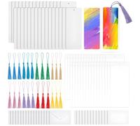 NBEADS DIY Bookmark Kit, Includes 80 Pcs Blank Paper Bookmark with Tassels and PVC Tag Bags 50 pcs Wood Pulp Cotton Blank Greeting Cards for Art Projects, Crafts, and Gift Making
