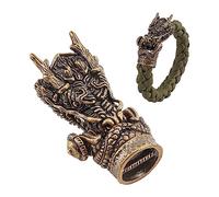 NBEADS Dragon Head Brass Bead, Parachute Cord Tool Lanyard Bead EDC Charms Pendant Charms Accessories for EDC String Bracelet Crafts, Antique Bronze