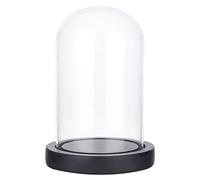 NBEADS Eternal Flower Glass Display Dome, Half Round Clear Glass Jewelry Display Case Bell Jar Cloche for Home Decoration, Black