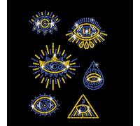 NBEADS Evil Eye Rhinestone Iron on Transfer, 29.7x21cm Heat Transfer Decal Bling Crystal Decals Clear Rhinestone Template Clothing Repair Applique for T-Shirt Clothing Pants Bags