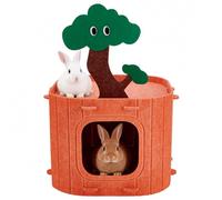 NBEADS Felt Rabbit Hideout, Felt Cloth Bunny Bed Tree Stump Theme Guinea Pig Hideout and Bed Small Animal Hideaway House Rabbits Hiding Hut for Ferret Chinchilla Hedgehog, 33x33x26cm
