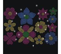 NBEADS Flower Rhinestonet Iron on Transfer, 29.7x21cm Heat Transfer Decal Bling Crystal Decals Clear Rhinestone Template Clothing Repair Applique for T-Shirt Clothing Pants Bags