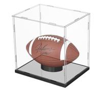 NBEADS Football Display Case, Acrylic Football Display Case with Mirror Back and Base for Full Size for Football Fans Collectors, 21x16.5x16.5cm
