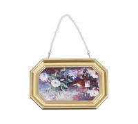 NBEADS Gold Framed Canvas Wall Art Vintage Decor, Picture Frame with Zinc Alloy Resin Round Beads Hanging Chain for Living Room Bathroom Kitchen Bedroom, 28.6x18.6cm