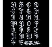 NBEADS Gothic Font Rhinestone Iron on Transfer, 29.7x21cm Heat Transfer Decal Bling Crystal Decals Clear Rhinestone Template Clothing Repair Applique for T-Shirt Clothing Pants Bags