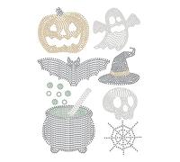 NBEADS Halloween Rhinestone Iron on Transfer, 29.7x21cm Heat Transfer Decal Bling Crystal Decals Clear Rhinestone Template Clothing Repair Applique for T-Shirt Clothing Pants Bags
