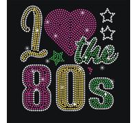 NBEADS I Love The 80's Iron on Rhinestones Transfer, 29.7x21cm Bling Iron on Patch Heart Word Heat Transfer Decal Clothing Repair Applique for Clothing Pants Bags DIY Accessories