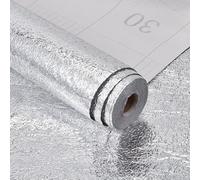 NBEADS Kitchen Wallpaper, 10m×39.5cm Peel and Stick Wallpaper Embossed Aluminum Foil Backsplash Sticker Silver Self Adhesive Contact Paper for Kitchen Bathroom Countertops