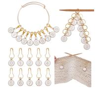 NBEADS Knitting Row Counter Chains, Including 20 Pcs 0-9 Number Alloy Enamel Stitch Markers for Knitting Weaving Sewing Accessories Quilting Handmade Jewelry, White