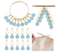 NBEADS Knitting Row Counter Chains, Including 20 Pcs 0-9 Number Alloy Enamel Stitch Markers for Knitting Weaving Sewing Accessories Quilting Handmade Jewelry, Light Sky Blue