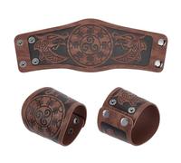 NBEADS Leather Arm Guard, Dragon Embossed Viking Bracers Medieval Leather Cuff Retro Renaissance Arm Gauntlets Knight Arm Protector for Halloween Costume Accessories, Brown