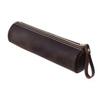 NBEADS Leather Zipper Pen Pouch, Coconut Brown Zippered Leather Pen Case Vintage Pencil Pouch for Men Women Businessmen and Artists Home Work Office Travel, 21x5.6x4.9cm