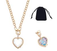 NBEADS Locket Pendant Necklaces, Memory Locket Charms Brass Heart Floating Memory Necklace for Photos Ashes Pet Remembering the People and Things You Love, with Velvet Pouch