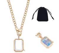 NBEADS Locket Pendant Necklaces, Memory Locket Charms Brass Rectangle Floating Memory Necklace for Beads Ashes Pet Remembering the People and Things You Love, with Velvet Pouch